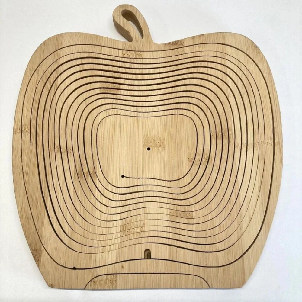 Oh! Nuts Bamboo Apple Collapsible Basket - Unique Decorative Storage